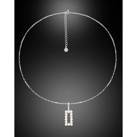 Collana con Pendente a Rettangolo in Argento Sterling 925 e Perla Artificiale per Donna Elegante Gioielli Oro Argento