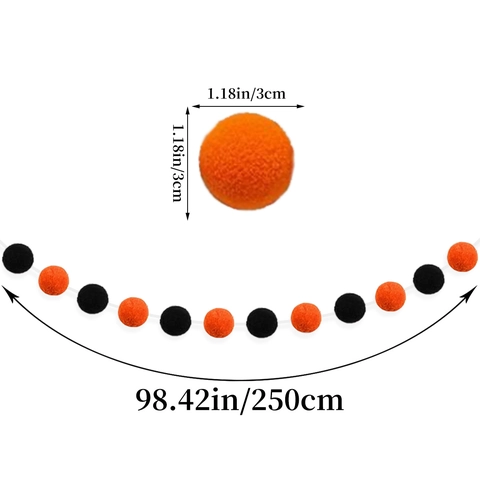 Halloween Pompon Girlande Dekoration Polyester Schwarz Orange Lila Filzball Banner Für Geburtstag Party Layout Hängedeko