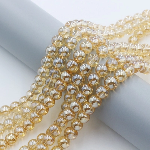 Perline Sciolte In Vetro Di Cristallo Tonde Iridescenti AB Placcate Trasparenti Lisce Per Creazione Di Gioielli Fai Da Te Bracciale Collana Artigianato