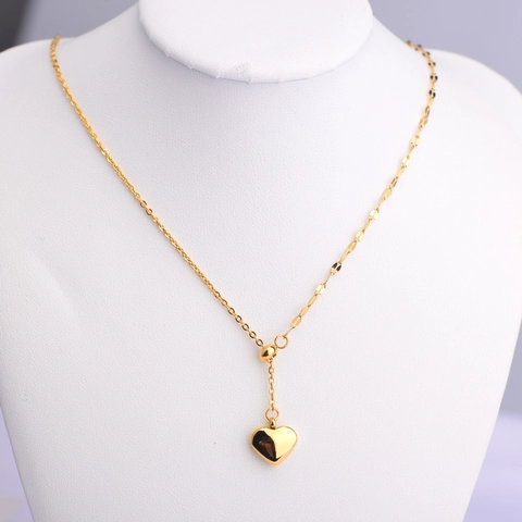 Collar Con Colgante de Corazón de Acero Inoxidable Minimalista para Mujer Cadena Ajustable Chapada en Oro Joyería de Moda