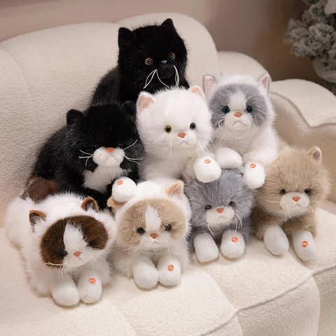 Realistic Simulation Ragdoll Cat Plush Toy Meowing Interactive Lifelike Kitten Doll Home Decor Birthday Gift For Girls