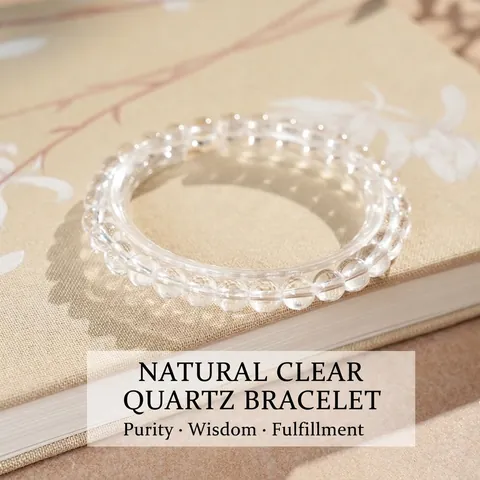 Bracelet En Perles De Cristal Blanc Naturel Pierre Ronde Transparente Bijoux Élégants Et Minimalistes Pour Femmes