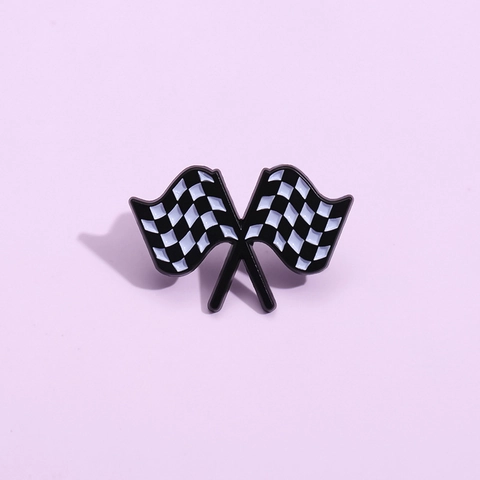 Broche De Esmalte Creativo Bandera De Cuadros De Carreras Pin De Solapa De Aleación Para Mochila Ropa Decoración Joyería Unisex
