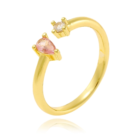 Fashion Commuter Adjustable Copper Ring For Women 18K Gold Plated Zirconia Geometric Open Finger Ring Luxury Jewelry Accessory