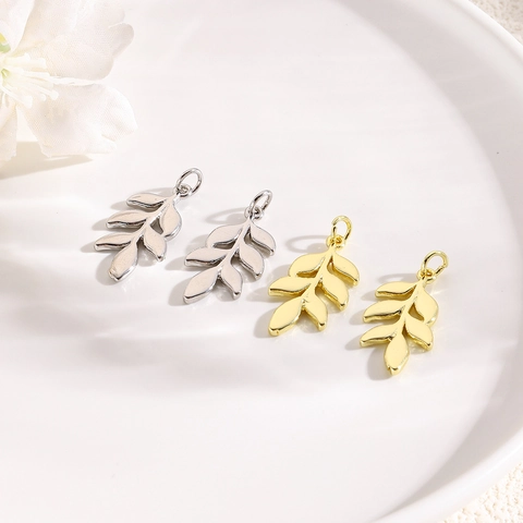 Glatter Blatt Anhänger Kupfer Charm Für DIY Schmuckherstellung Eleganter Glänzender Zubehör Für Halsketten Ohrringe Armbänder