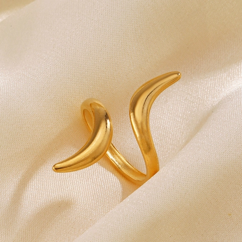 Minimalistischer Verstellbarer Ring Edelstahl Damen 18K Vergoldet Geometrische Linie Welle Finger Schmuck Modern