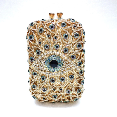Borsa Da Sera In Cristallo Evil Eye Pochette Di Lusso Con Strass Per Matrimonio Festa Borsa A Mano Con Catena