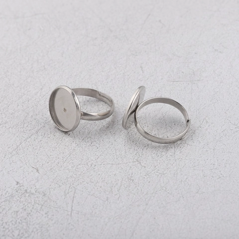Bases De Anillo De Acero Inoxidable 304 Ajustables Redondas Corazón Bisel Vacío Fabricación De Joyas DIY Acabado Espejo