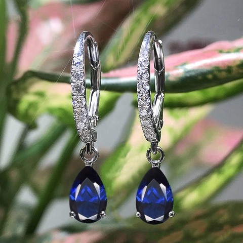 Eleganti Orecchini A Goccia Zirconia Taglio Pera Rame Placcato Oro Bianco Per Donne Matrimonio Festa Gioielli