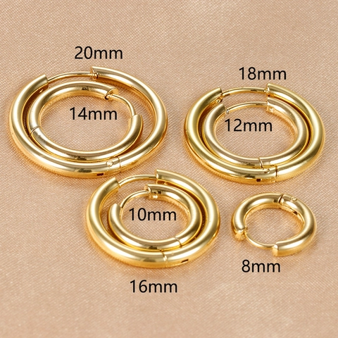 Chunky Hoop Ohrringe Für Damen Edelstahl Rund Poliert Minimalistisch Geometrisch Huggie Modeschmuck