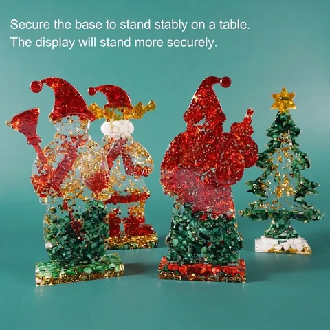 Kerst 3D Desktop Stand Siliconen Mallen Rendier Kerstman Sneeuwpop Boom DIY Hars Handgemaakte Ornament Mallen