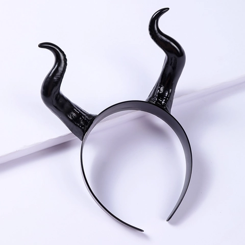 Gothic Devil Horns Headband Plastic Resin Halloween Cosplay Hair Hoop Dark Evil Costume Accessory Unisex