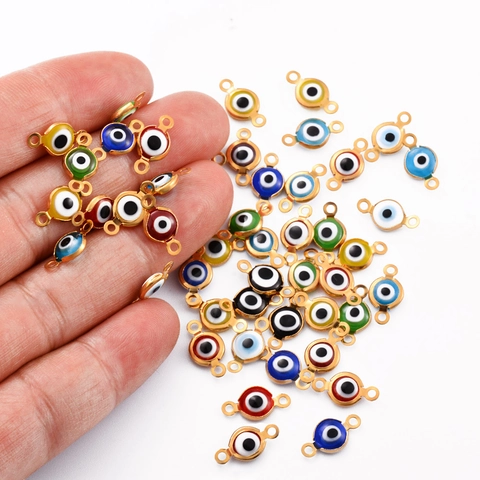 Roestvrij Staal Boze Oog Emaille Bedeltjes Verbindingsstukken Voor DIY Sieraden Maken Armband Ketting