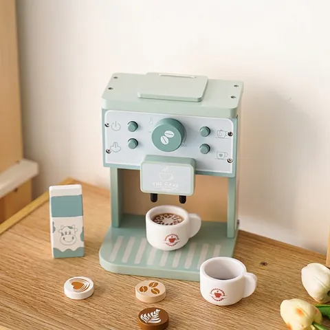 Houten Koffiezetapparaat Speelgoed Rollenspel Keukenaccessoires Educatief Voor Kinderen Muntgroen