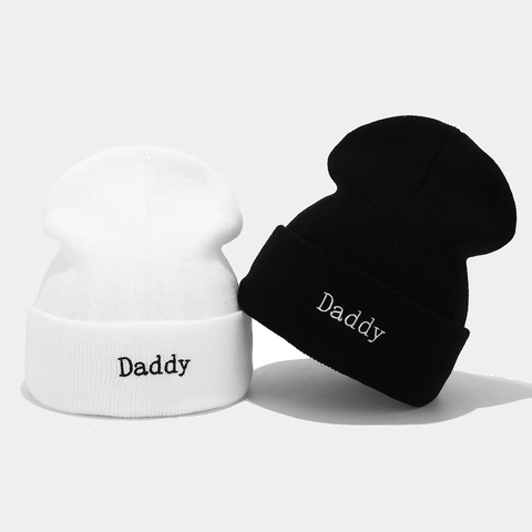 Daddy Mommy Geborduurde Beanie Muts Acryl Gebreid Met Omslag Geribbeld Casual Winter Warm Voor Koppels Ouders