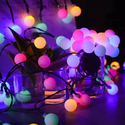 Solar LED String Lights Frosted Globe Ball Waterproof For Outdoor Garden Yard Christmas Wedding Decoration Multi Mode