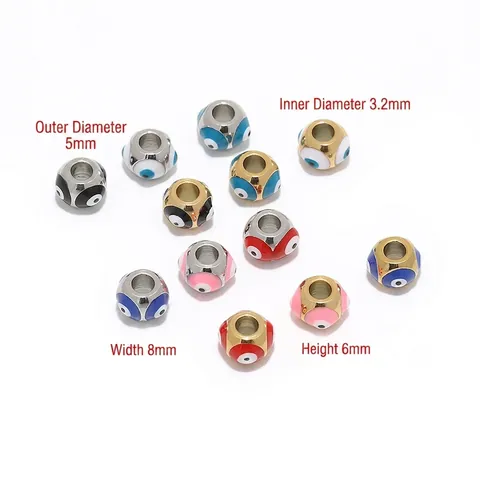 Böser Blick Perlen Edelstahl Emaille Großloch Spacer Für DIY Schmuckherstellung Armbänder Halsketten Türkischer Stil Talisman