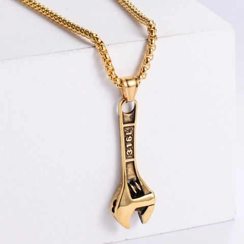 Ciondolo Chiave Inglese Acciaio Inossidabile Retro Hip Hop Punk Stile Industriale Gioielli Per Uomini Donne
