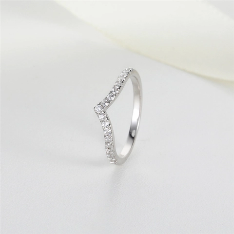 Anello Chevron A Forma De V In Argento Sterling 925 Pavé Zirconia Cubica Gioielli Raffinati Minimalisti Da Donna