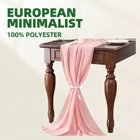 Chiffon Polyester Table Runner Sheer Elegant Romantic Wedding Party Banquet Dinner Table Decoration Flowy Long Solid Color