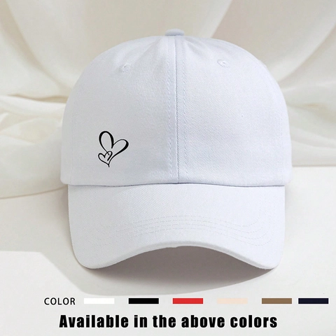 Heart Pattern Embroidery Baseball Cap Polyester Breathable Outdoor Sun Shade Hat Adjustable Casual Unisex Fashion