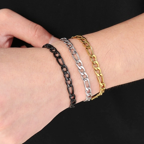 Pulsera De Cadena Figaro De Acero Inoxidable Joyería Clásica Pulida Para Hombres Y Mujeres Accesorio De Moda Minimalista