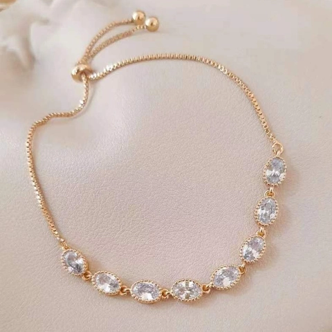 Elegant Zircon Butterfly Flower Copper Slider Bracelet Adjustable Gold Plated Dainty Jewelry For Women Gift