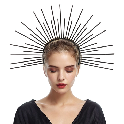 Bandeau Couronne Halo Solaire Plastique Satin Gothique Style Déesse Accessoires Photographie Halloween Cosplay Fête Coiffe