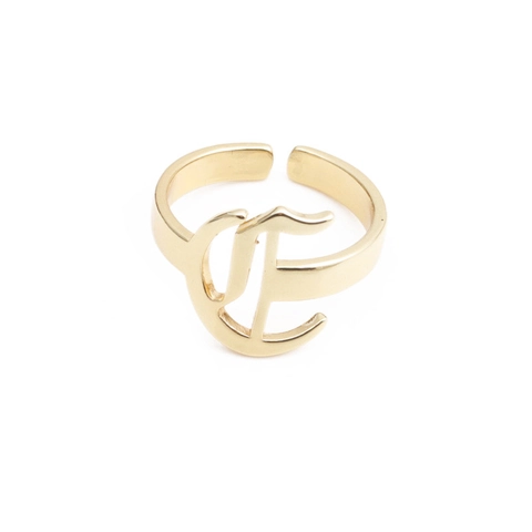 Anello Aperto Con Lettera Iniziale Gotica Rame Placcato Oro Zirconia Micro Pave Regolabile Gioielli Di Moda Retrò