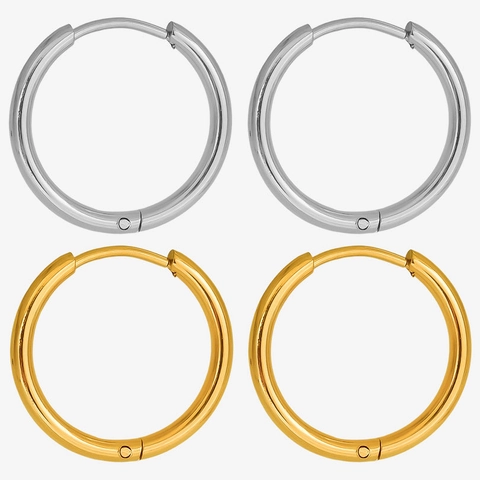 Orecchini a Cerchio Minimalisti in Acciaio Inossidabile 304 Chiusura Geometrica Circolare Unisex Gioielli da Giorno Moda