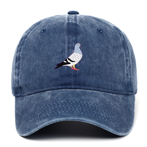 Pigeon Embroidery Baseball Cap Washed Cotton Distressed Vintage Dad Hat Adjustable Hip Hop For Men Women