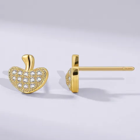 Minimalistische Messing 18K Vergulde Paddenstoel Oorknopjes 925 Sterling Zilver Stift Zirconia Ingelegd Sieraden Voor Dames