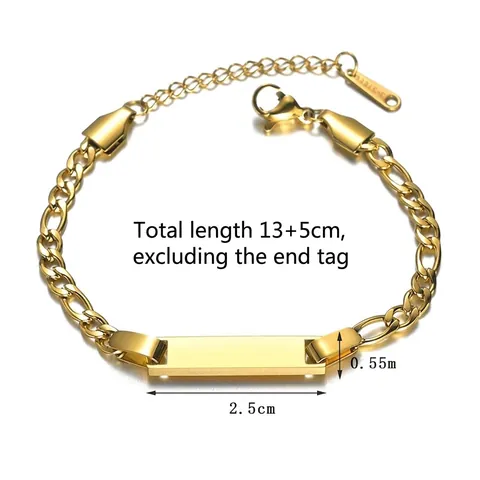 Stainless Steel Figaro Chain Bracelet With Heart Butterfly Star Crown Pendants Polished ID Plate For Women Trendy Jewelry