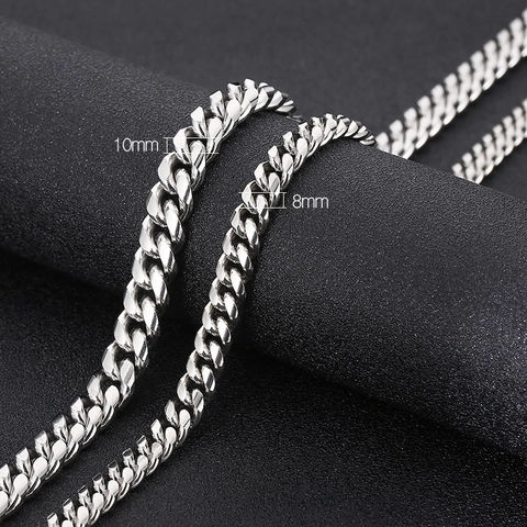 Cuban Link Chain Necklace Titanium Steel High Polished Silver Color Hip Hop Streetwear Minimalist Jewelry Men Women