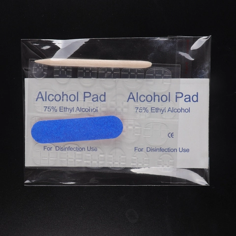 Press On Nail Prep Kit Jelly Glue Adhesive Tabs Orange Wood Stick Mini Nail File Alcohol Cleaning Pads Manicure Tool