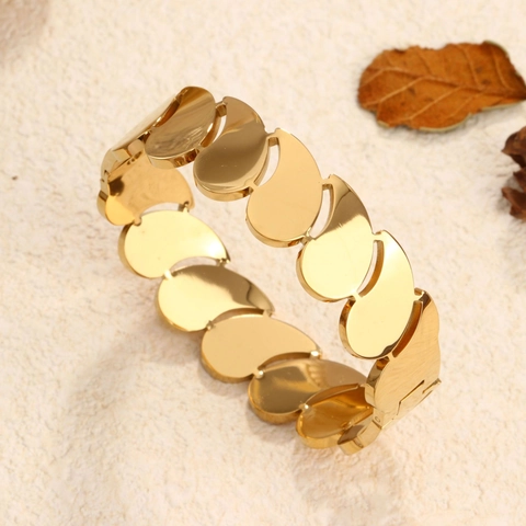 Bracciale In Acciaio Inossidabile Per Donna Placcato Oro 18K Goccia D'acqua Sovrapposta Irregolare Lucido Minimalista Gioielli Stile INS