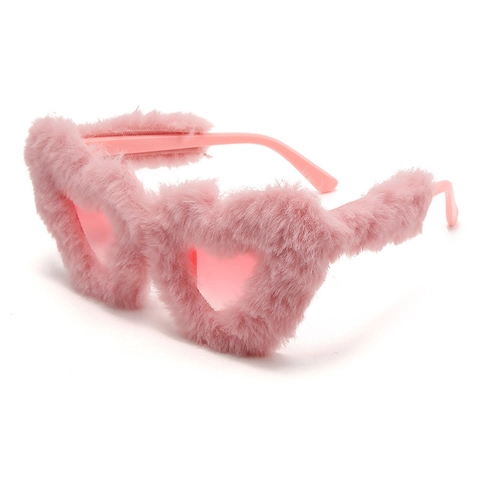 Occhiali Da Sole Cuore Con Montura In Peluche Pelliccia Sintetica Per Festa Novità Stile Y2K Accessori Donne