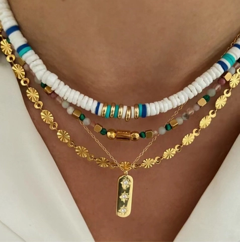 Collana A Catena Con Maglie Ovali Texture In Acciaio Inossidabile Placcato Oro Gioielli Geometrici Minimalisti Francesi