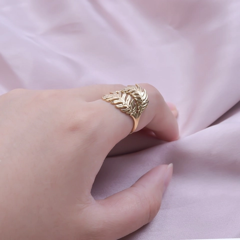 Anillo De Hoja Pluma Acero Inoxidable Ajustable Abierto Retro Hueco Joyería De Dedo Estética Hombre Mujer