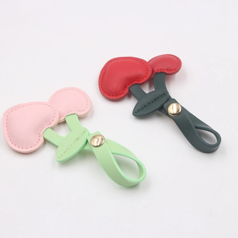 PU Leather Cherry Shape Bag Charm Keychain For Women Rural Style Fruit Pendant Key Ring Accessories Decorative Ornament