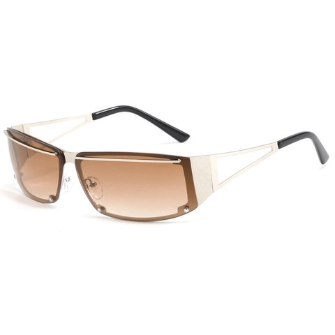 Retro Sunglasses Y2K Irregular Metal Hollow Temple UV400 Protection Outdoor Fashion Shade For Women Men