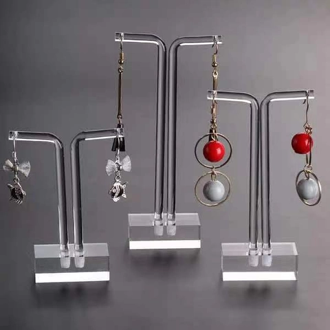Helder Acryl Oorring Display Standaard T-Vorm Sieradenhouder Stud Showcase Organisator Professionele Toonbank Rekwisieten Transparant
