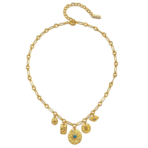 Roestvrij Staal Vintage Boheems Hanger Halsketting Hart Boze Oog Zon Maan Ster 18K Verguld Sieraden Voor Dames