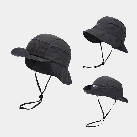 Women Outdoor Quick Dry Bucket Hat With Neck Flap Sun Protection Wide Brim Fishing Hat With Adjustable Windproof String