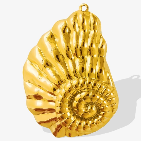 Conch Seashell Pendant 304 Stainless Steel 18K Gold Plated 3D Textured Ocean Style For DIY Necklace Jewelry Making