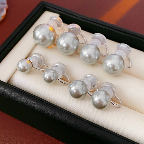 Artificial Pearl Clip-On Earrings For Non-Pierced Ears Alloy Faux Artificial Pearl Minimalist U-Shape Ear Bone Clips French Style Elegant Women