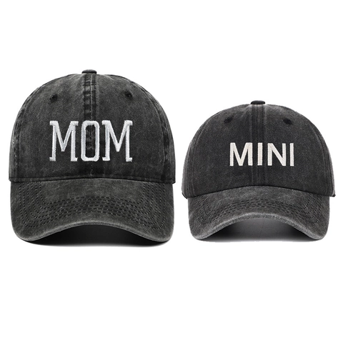 MOM And MINI Matching Baseball Caps Washed Cotton Embroidered Letter Sun Protection Vintage Retro For Family