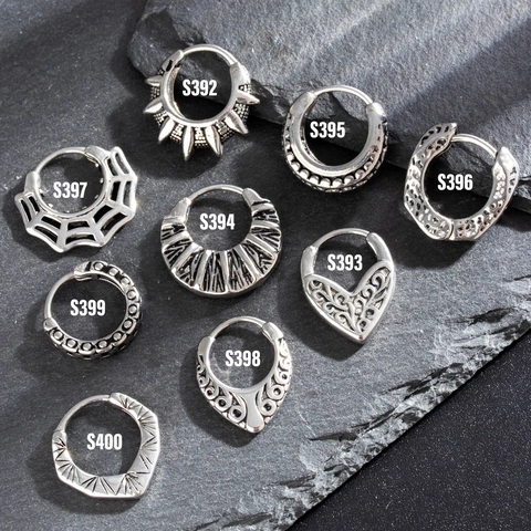 Pendientes De Aro De Acero Inoxidable Retro Punk Geometrico Tallado Herradura Hebillas De Oreja Joyeria Gotica Para Hombres Mujeres