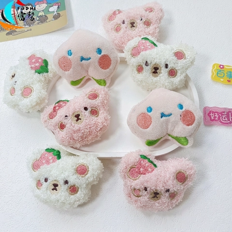 Broche En Peluche Ours Fruit Pêche Dessin Animé Épinglette Patch Poupée Rembourrée DIY Accessoires Vêtements Sac Décoratif