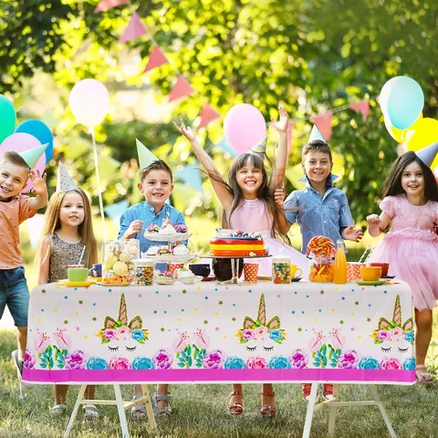 Articoli Per Feste Unicorno Arcobaleno Tovaglia Usa E Getta Piatti Di Carta Bicchieri Tovaglioli Per Compleanno Bambini Design Floreale